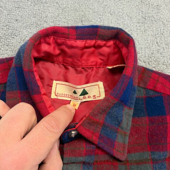 VTG Ruggedwear by b.o.g Men's Medium Flannel Shirt Red Plaid Medium Lumberjack - Picture 5 of 8